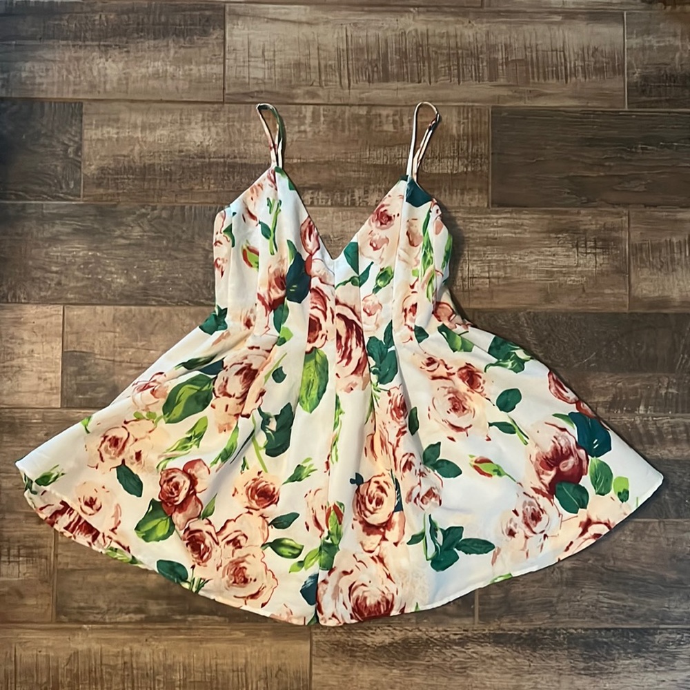 LUXXEL romper dress - off white with roses!